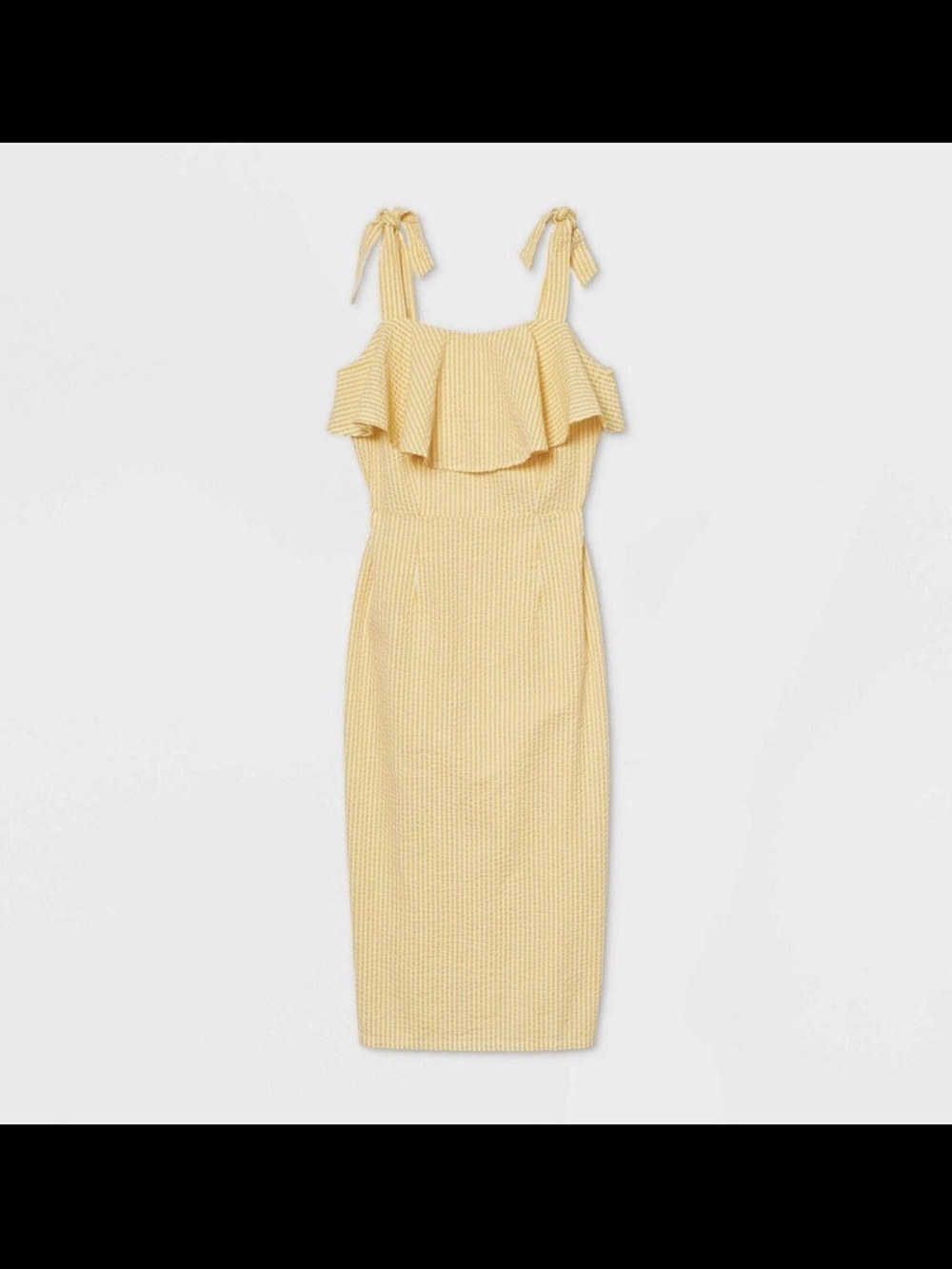 a new day Yellow Midi Ruffled Sundress with Tie Straps